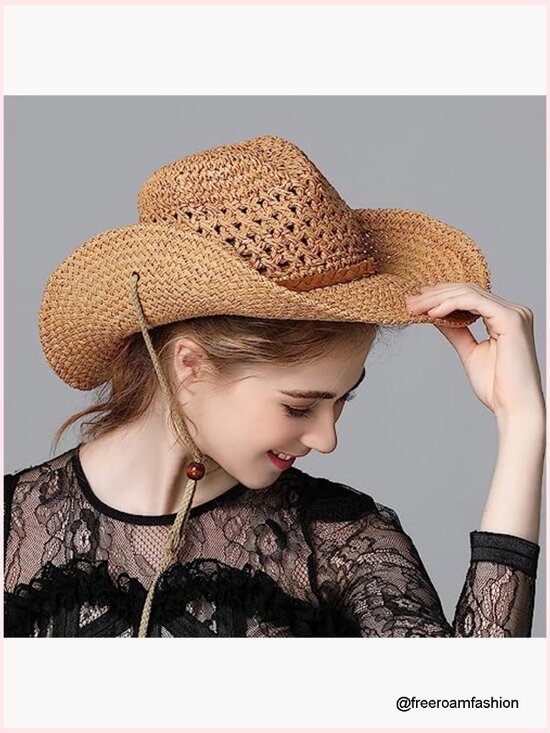 Wide Brim Cowboy Hat Shapeable Straw Sun Hat for Men Women main image 7